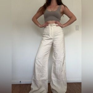 John Patrick Wide-Leg Linen Pants
